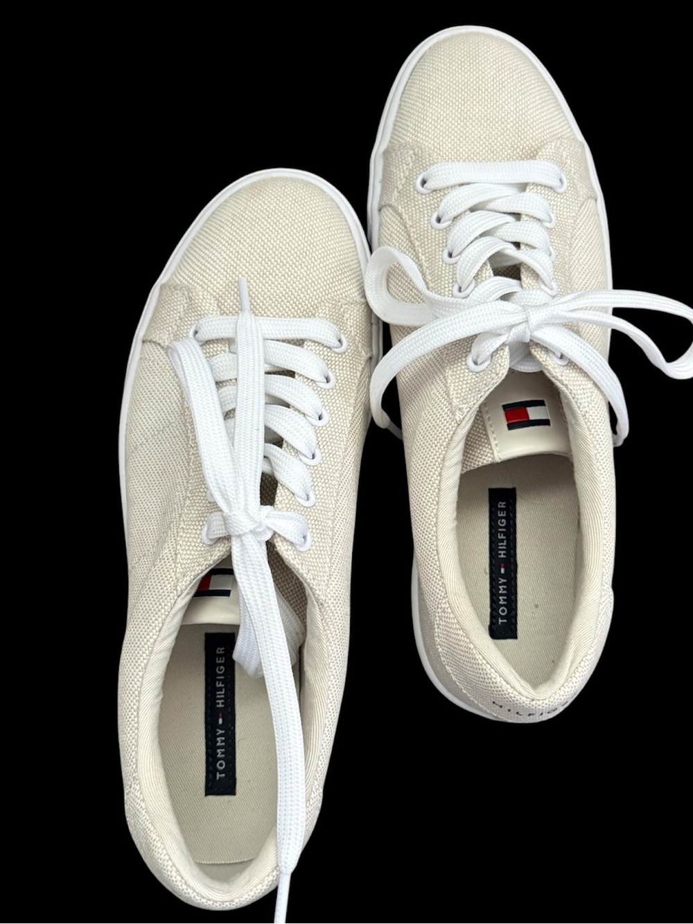 Tommy Hilfiger Cream Canvas Low-Top Sneakers